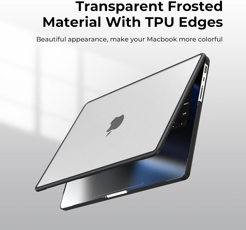 BlueSwan Anti-Cracking Hard Shell Case Compatible with MacBook Pro 14-inch M5 2026 2025-2021 Release M4 M3 M2 M1 Pro/Max Chip, Anti-Fingerprint Soft TPU Bumper, Frosted Clear - Image 3